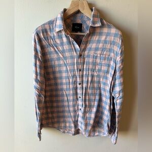 Rails Blue and Pink Plaid Button-Down Flannel Shirt